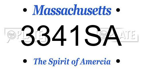 3341SA Massachusetts License Plate