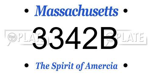 3342B Massachusetts License Plate