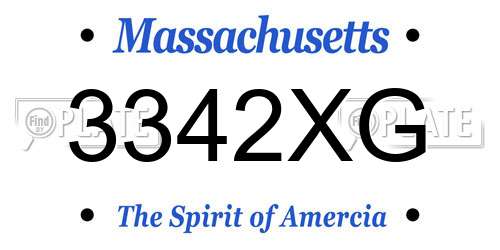 3342XG Massachusetts License Plate