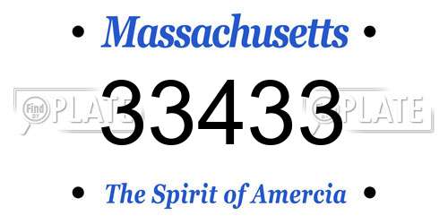 33433 Massachusetts License Plate