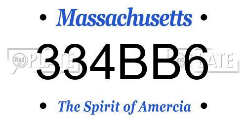 334BB6 Massachusetts License Plate