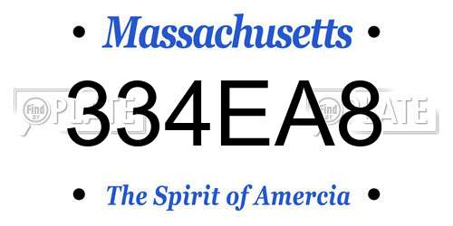334EA8 Massachusetts License Plate