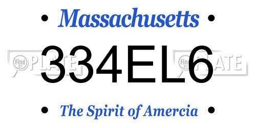 334EL6 Massachusetts License Plate