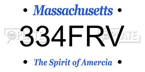 334FRV Massachusetts License Plate