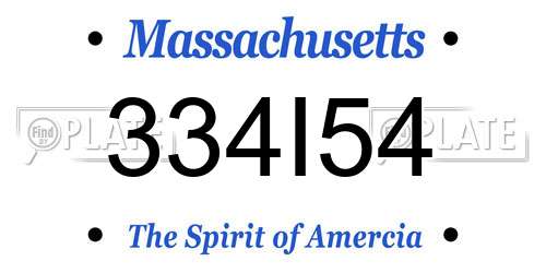 334I54 Massachusetts License Plate