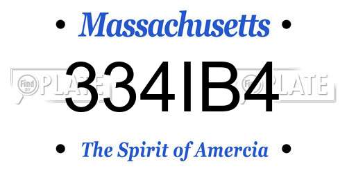 334IB4 Massachusetts License Plate