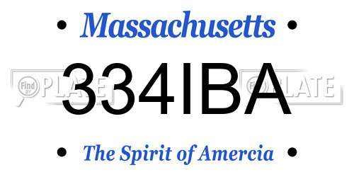 334IBA Massachusetts License Plate