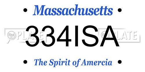 334ISA Massachusetts License Plate