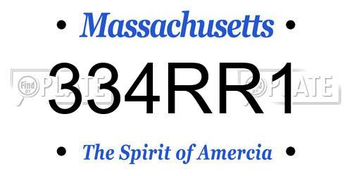 334RR1 Massachusetts License Plate