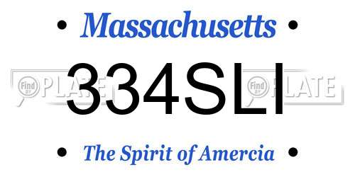334SLI Massachusetts License Plate