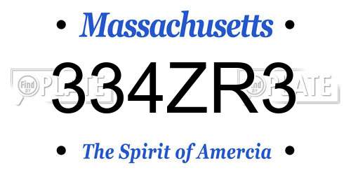 334ZR3 Massachusetts License Plate