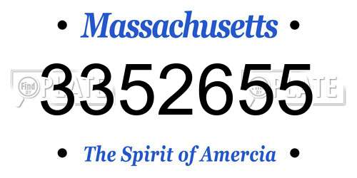 3352655 Massachusetts License Plate