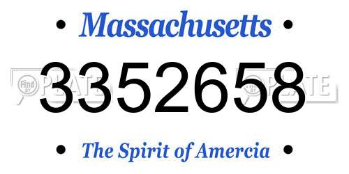 3352658 Massachusetts License Plate