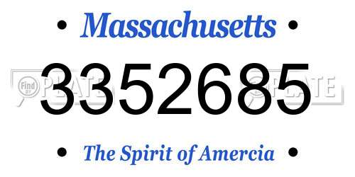 3352685 Massachusetts License Plate