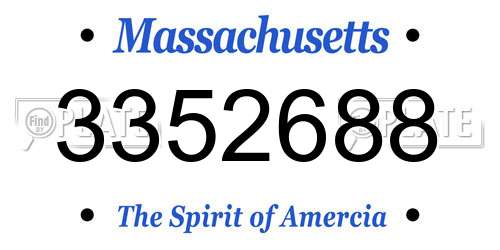 3352688 Massachusetts License Plate