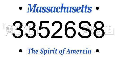 33526S8 Massachusetts License Plate
