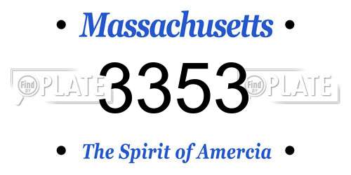 3353 Massachusetts License Plate