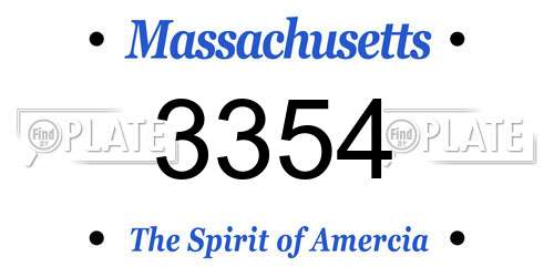 3354 Massachusetts License Plate