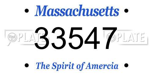 33547 Massachusetts License Plate