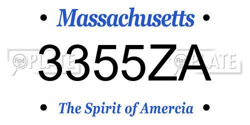 3355ZA Massachusetts License Plate