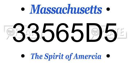 33565D5 Massachusetts License Plate
