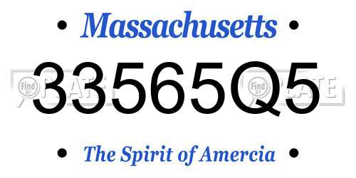 33565Q5 Massachusetts License Plate