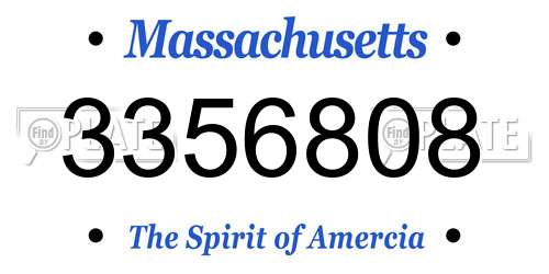 3356808 Massachusetts License Plate