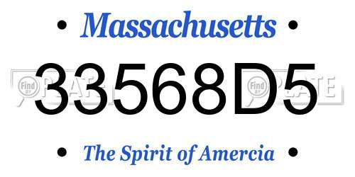 33568D5 Massachusetts License Plate