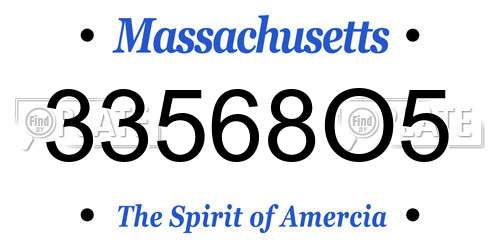 33568O5 Massachusetts License Plate