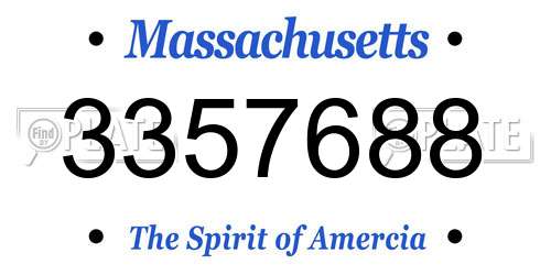 3357688 Massachusetts License Plate