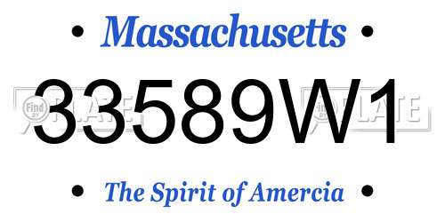 33589W1 Massachusetts License Plate