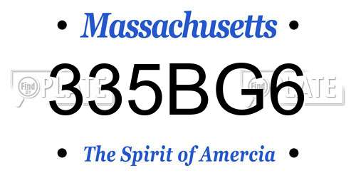 335BG6 Massachusetts License Plate