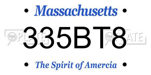 335BT8 Massachusetts License Plate