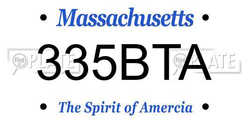 335BTA Massachusetts License Plate