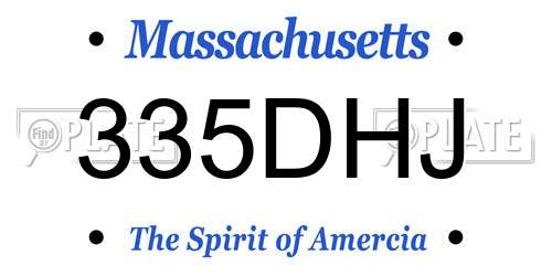 335DHJ Massachusetts License Plate