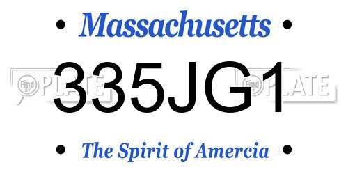 335JG1 Massachusetts License Plate