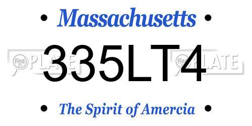 335LT4 Massachusetts License Plate