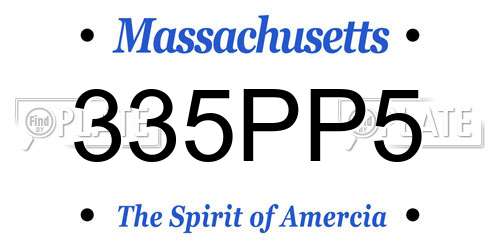 335PP5 Massachusetts License Plate