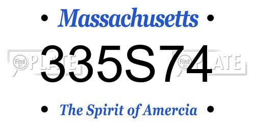 335S74 Massachusetts License Plate