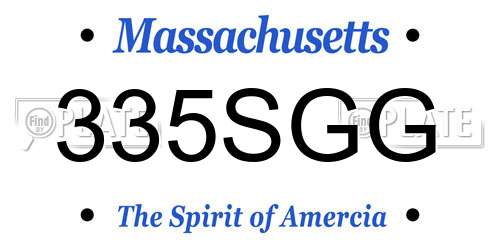 335SGG Massachusetts License Plate