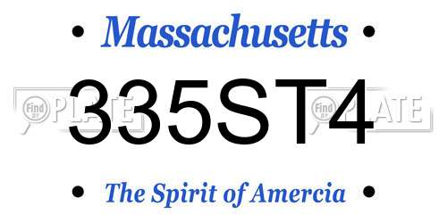 335ST4 Massachusetts License Plate