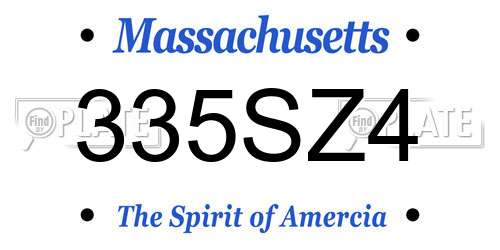 335SZ4 Massachusetts License Plate