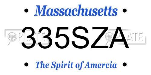 335SZA Massachusetts License Plate