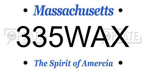335WAX Massachusetts License Plate