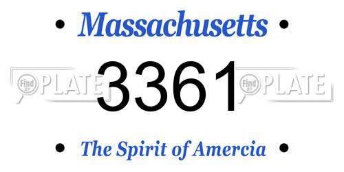 3361 Massachusetts License Plate