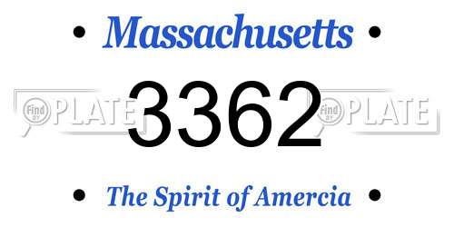 3362 Massachusetts License Plate