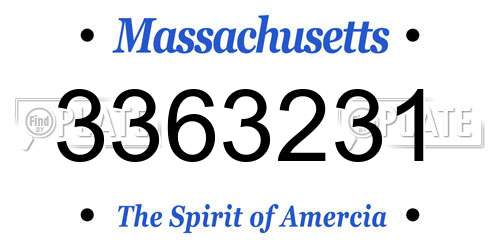 3363231 Massachusetts License Plate