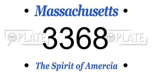 3368 Massachusetts License Plate