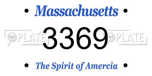3369 Massachusetts License Plate