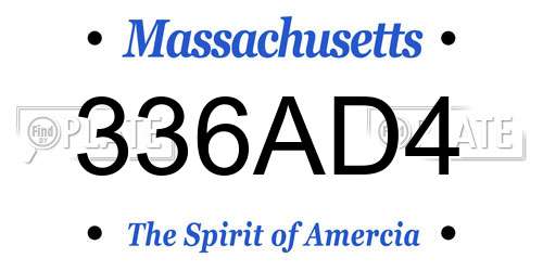 336AD4 Massachusetts License Plate